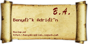 Benyák Adrián névjegykártya