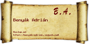 Benyák Adrián névjegykártya
